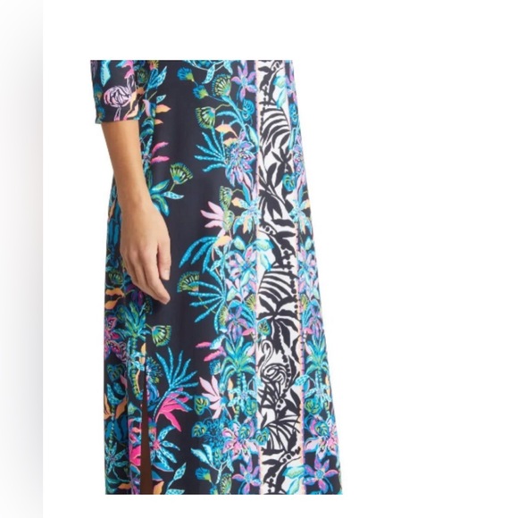 NEW Lilly Pulitzer Seralina Upf 50 Maxi Dress - Onyx Paradise Glow XL  🦄🤩 - Picture 4 of 10